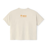 Stylish Women's Boxy Tee - 'WATTS WORK' Casual Graphic Top for Gamechangers (white & Yellow)