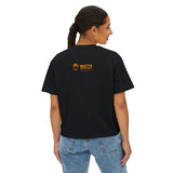 Stylish Women's Boxy Tee - 'WATTS WORK' Casual Graphic Top for Gamechangers (Black & Yellow)