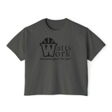 Stylish Women's Boxy Tee - 'WATTS WORK' Casual Graphic Top for Gamechangers (Gray)