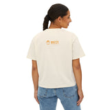 Stylish Women's Boxy Tee - 'WATTS WORK' Casual Graphic Top for Gamechangers (white & Yellow)
