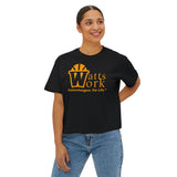 Stylish Women's Boxy Tee - 'WATTS WORK' Casual Graphic Top for Gamechangers (Black & Yellow)