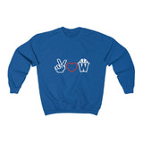 Peace, Love and Basketball Crewneck Sweatshirt in Blue
