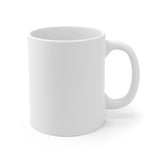 Peace, Love and Basketball White Ceramic Mug with Red Heart