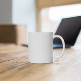 Peace, Love and Basketball White Ceramic Mug with Red Heart