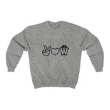 Peace, Love and Basketball Crewneck Sweatshirt in Gray