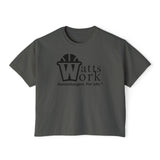 Stylish Women's Boxy Tee - 'WATTS WORK' Casual Graphic Top for Gamechangers (Gray)