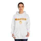 Unisex College Hoodie - Stylish 'WATTS' Design for Campus Life (White)
