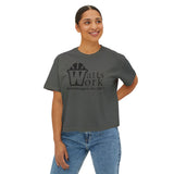 Stylish Women's Boxy Tee - 'WATTS WORK' Casual Graphic Top for Gamechangers (Gray)
