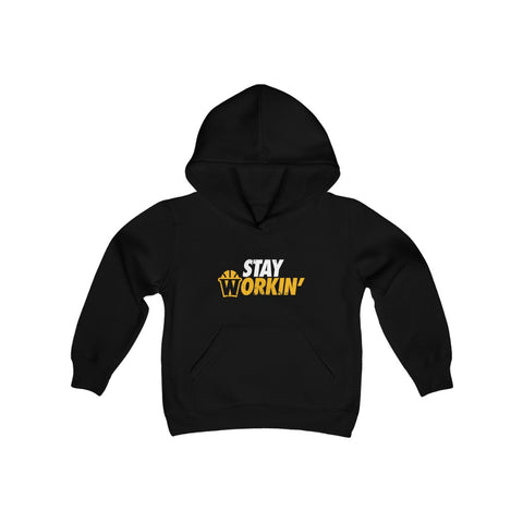 Stay Workin' Kids Hooded Sweatshirt in Black