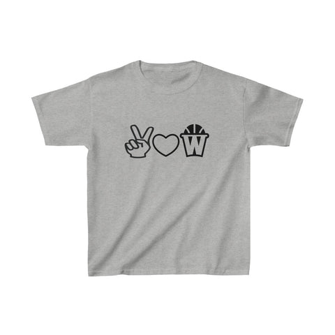 Peace, Love and Basketball Kids Shirt in Gray