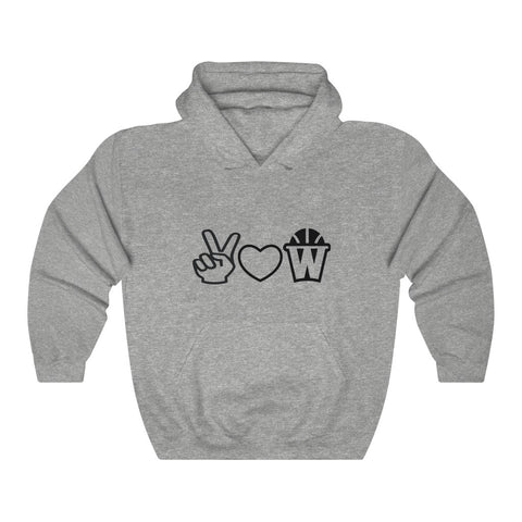 Peace, Love and Basketball Hooded Sweatshirt in Gray