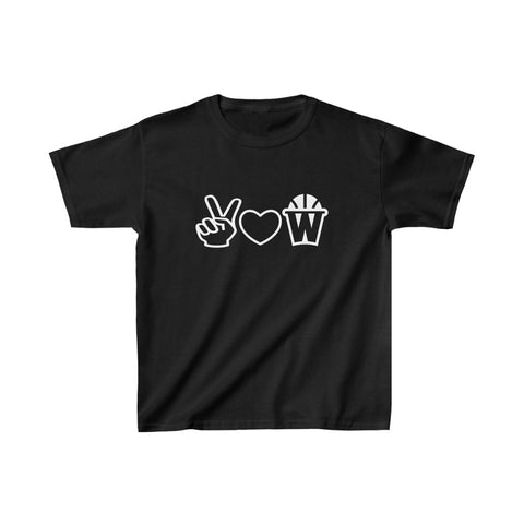 Peace, Love and Basketball Kids Shirt in Black