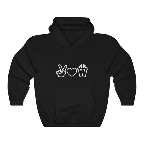 Peace, Love and Basketball Hooded Sweatshirt in Black
